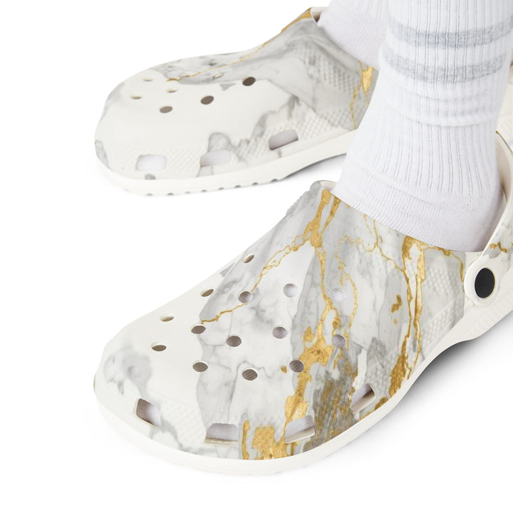 Marble Gold EVA Foam Clogs – Ultra Comfy, Water-Resistant, Fashion-Forward
