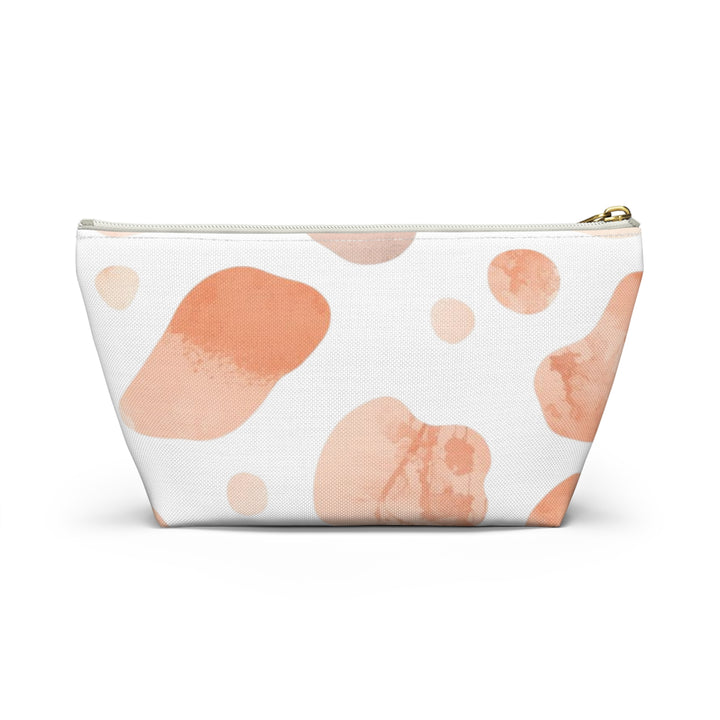 Chic T-Bottom Accessory Pouch – Blush & Peach Abstract Watercolor Design