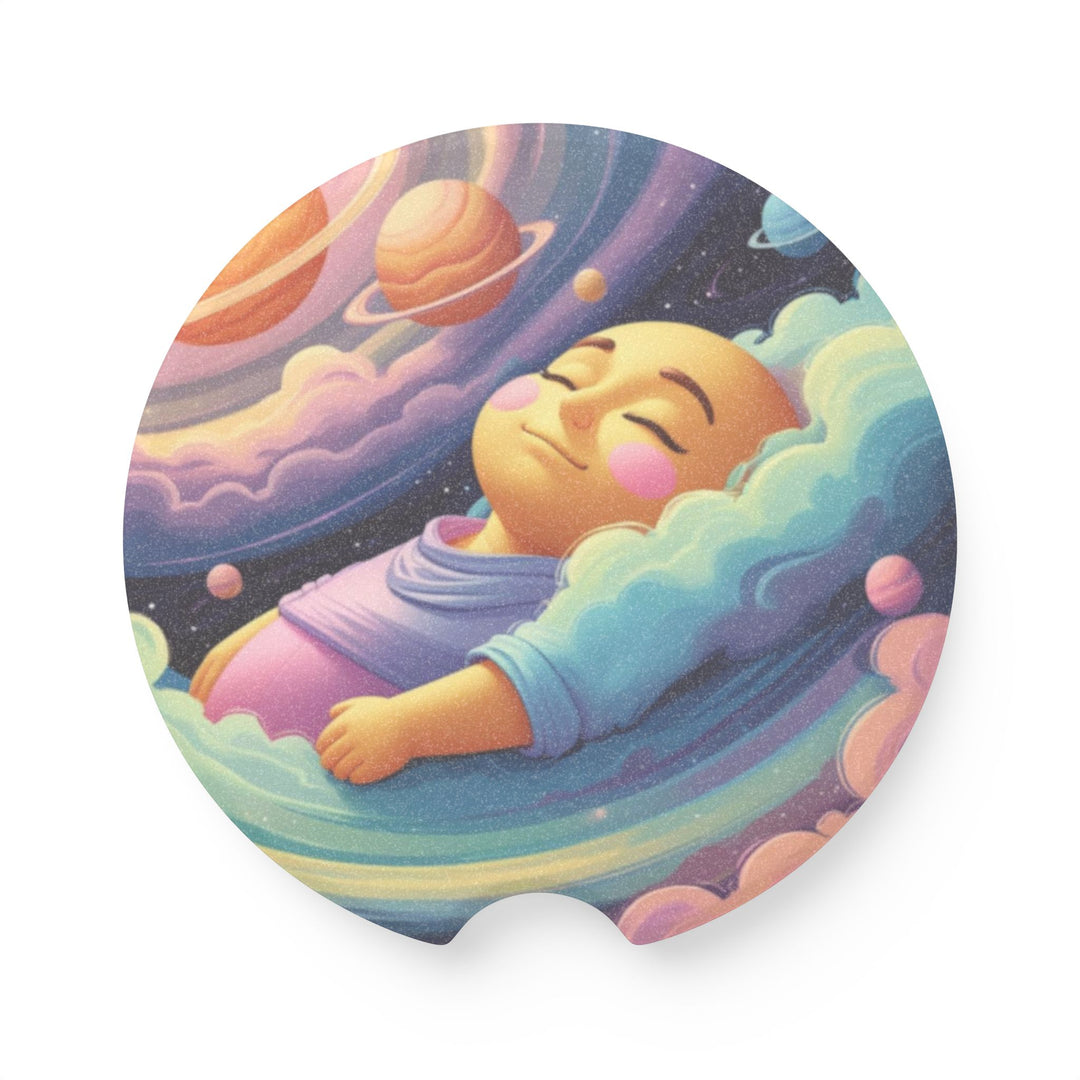 Soapstone Car Coaster – Dreamy Cosmic Baby Sleeping Pastel Galaxy Gift