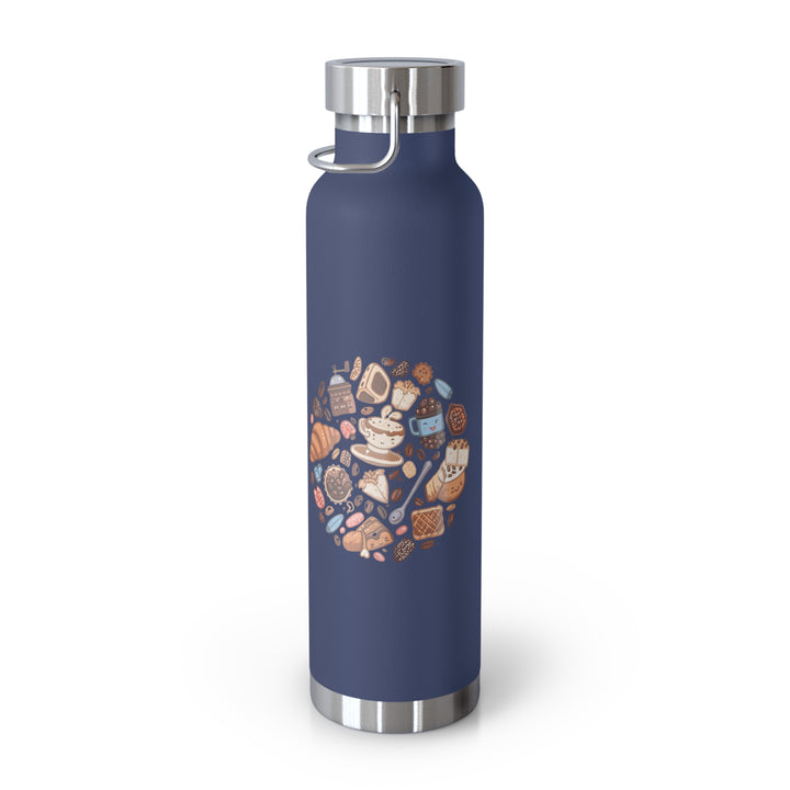 Whimsical Café Copper Vacuum Insulated Bottle 22oz – Cute Coffee & Pastry Art