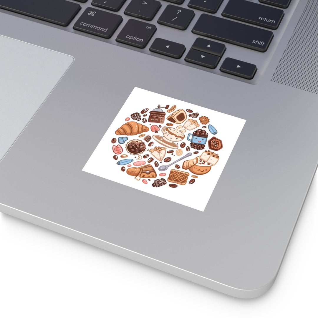 Whimsical Café Laminate Square Stickers – Waterproof, Durable, Trendy!