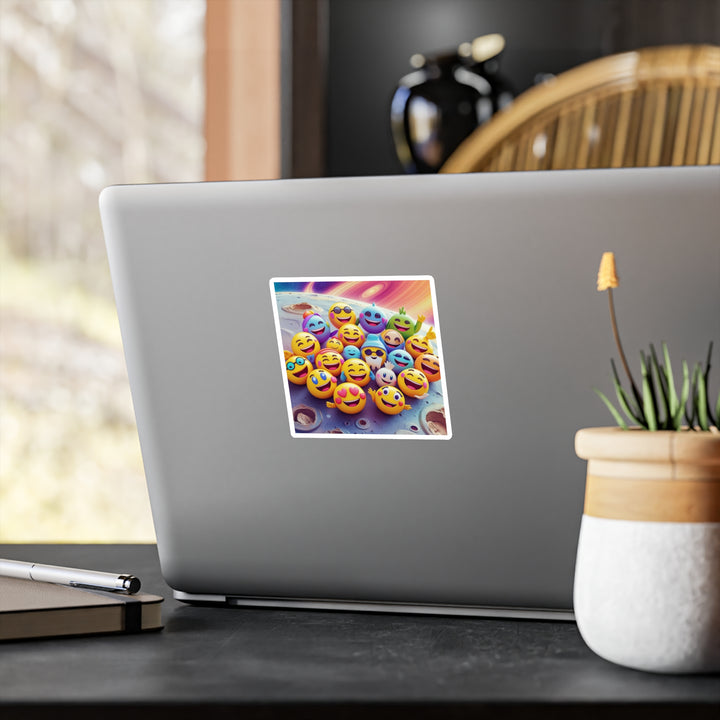 Cosmic Emoji Vinyl Kiss-Cut Stickers – Fun POD Art, Weatherproof, Matte