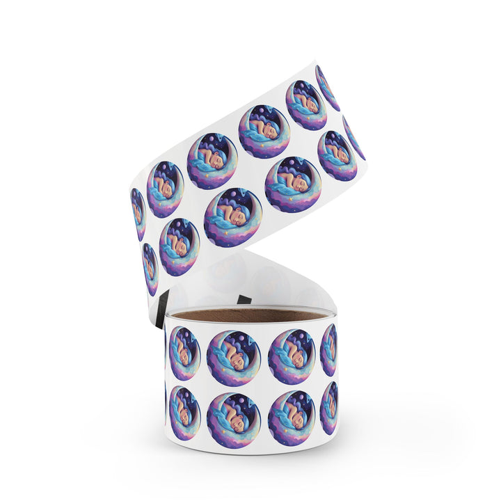 Dreamy Moon Girl Round Sticker Labels – Durable, Glossy, Celestial Rolls