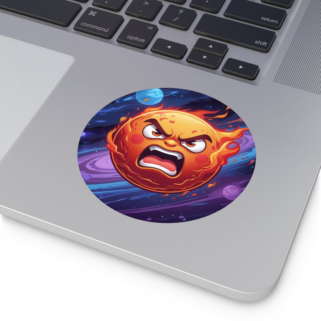 Fiery Cosmic Sun Custom Round Vinyl Sticker – Trendy, Waterproof & Bold