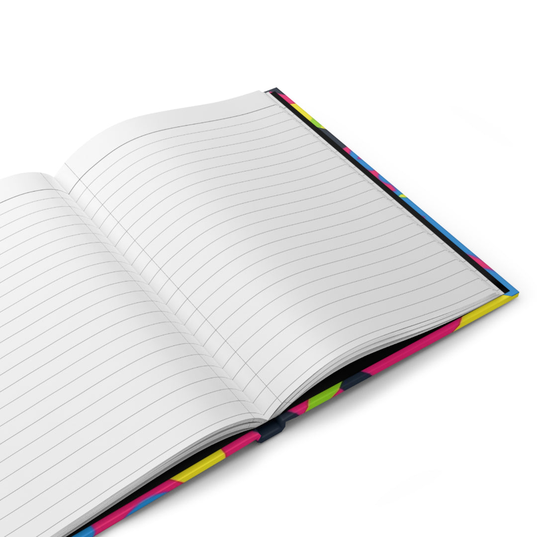 Vibrant Matte Hardcover Journal – Bold Geometric Neon Abstract, Custom Cover