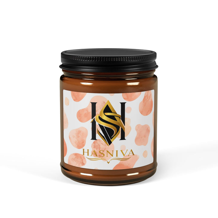 Blush Watercolor Scented Soy Candle in Amber Jar – Modern Artistic Vibe