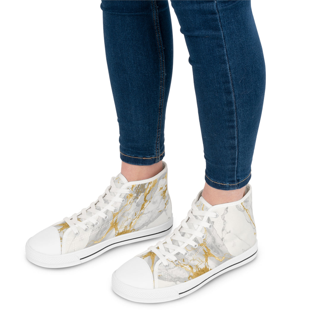 Women's Marble High Top Sneakers – Gold Vein Luxe, Stylish & Comfy
