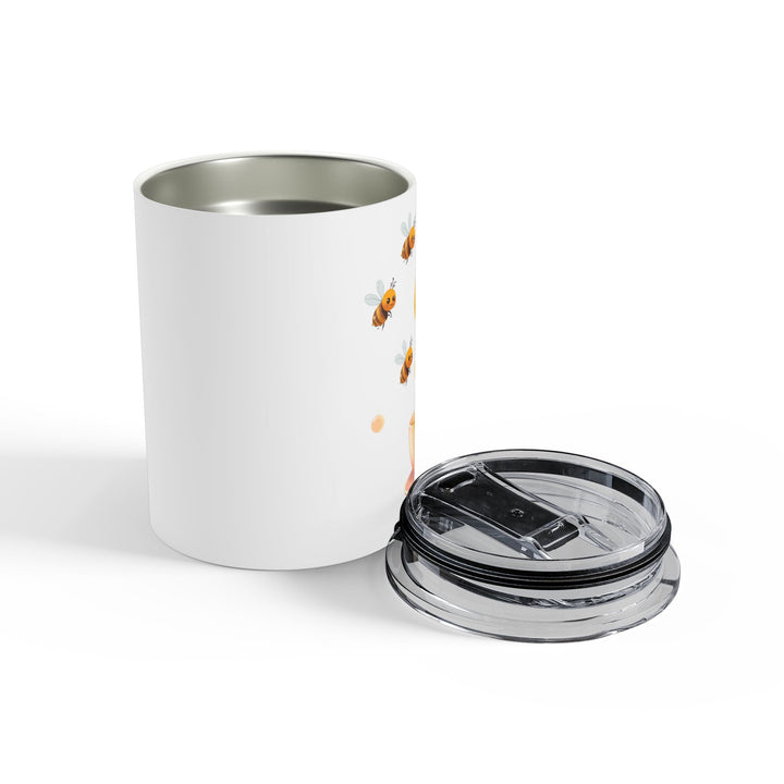 Bee Happy 10oz Insulated Tumbler – Pink Honey Teacup, Cute Bees, Spill-Proof