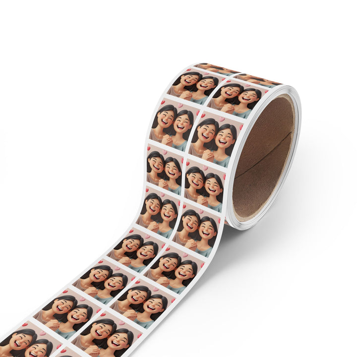 Joyful 3D Cartoon Girls Square Sticker Rolls – Cute, Durable Label Magic