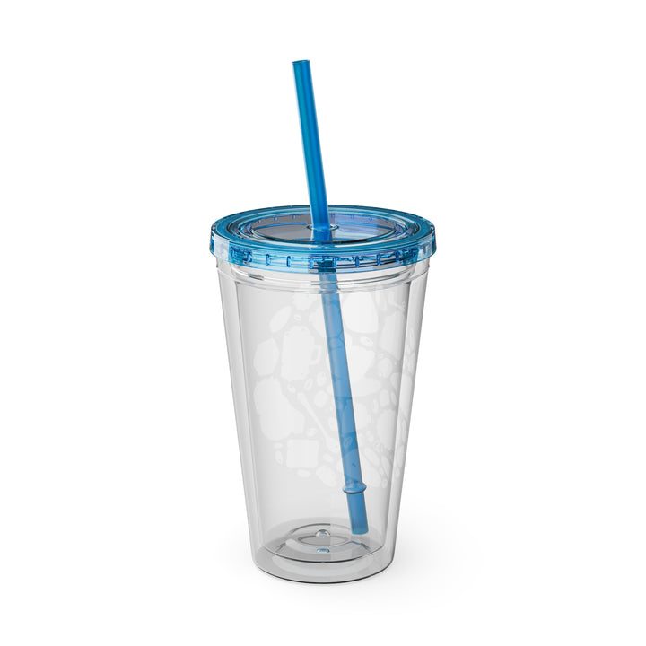 Sunsplash 16oz Tumbler – Cute Café Cartoon Coffee & Dessert, Straw Included