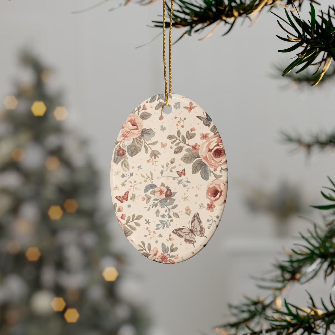 Personalized Ceramic Ornaments – Vintage Floral, Custom Keepsake Gift (1-20pcs)