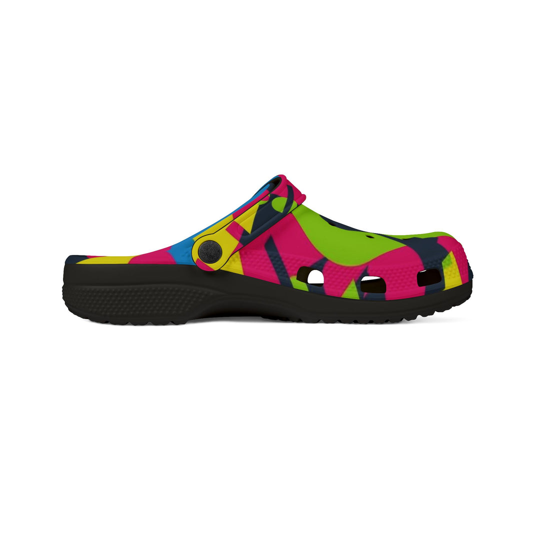 Vibrant Abstract EVA Foam Rubber Clogs – Neon Geometric, Ultra Comfy, Trendy