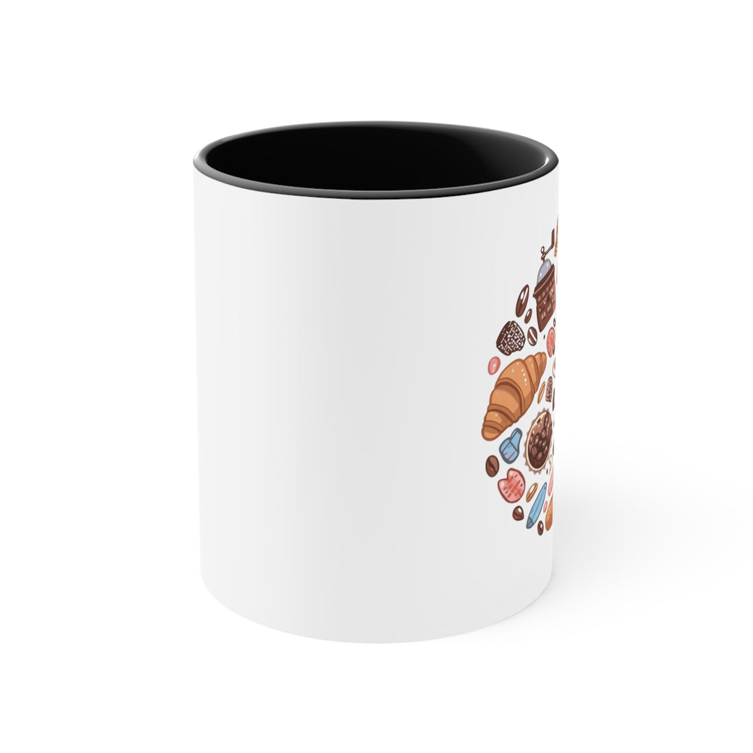 Whimsical Cafe Cartoon Accent Mug – Fun Custom Coffee & Dessert Design