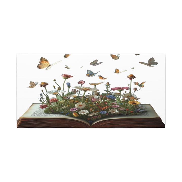 Magical Pop-Up Book Matte Canvas – Whimsical Wildflowers & Butterflies Art