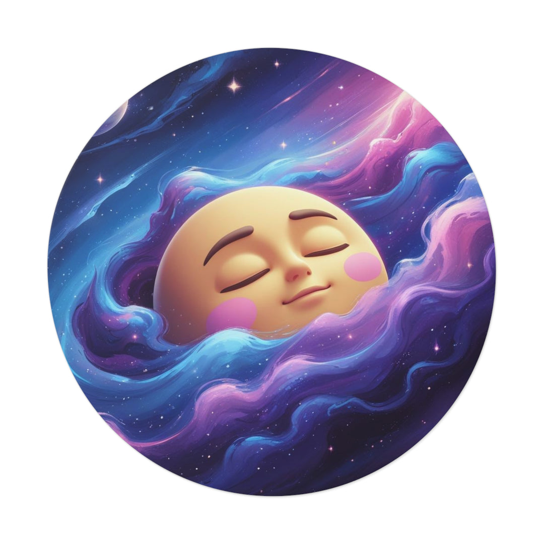 Custom Round Vinyl Sticker – Dreamy Galaxy Moon | Waterproof & Trendy