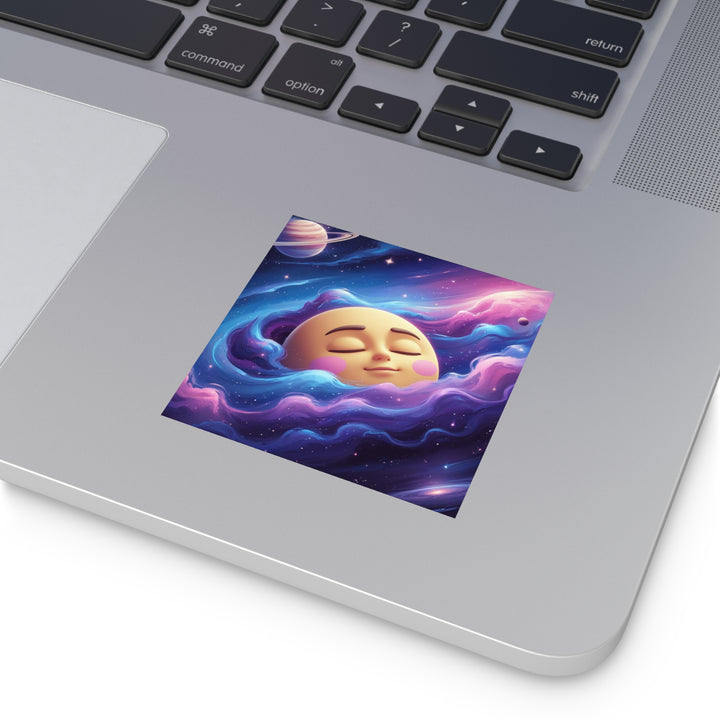 Galaxy Moon Square Sticker – Premium Weatherproof Vinyl, Cute Space Decor