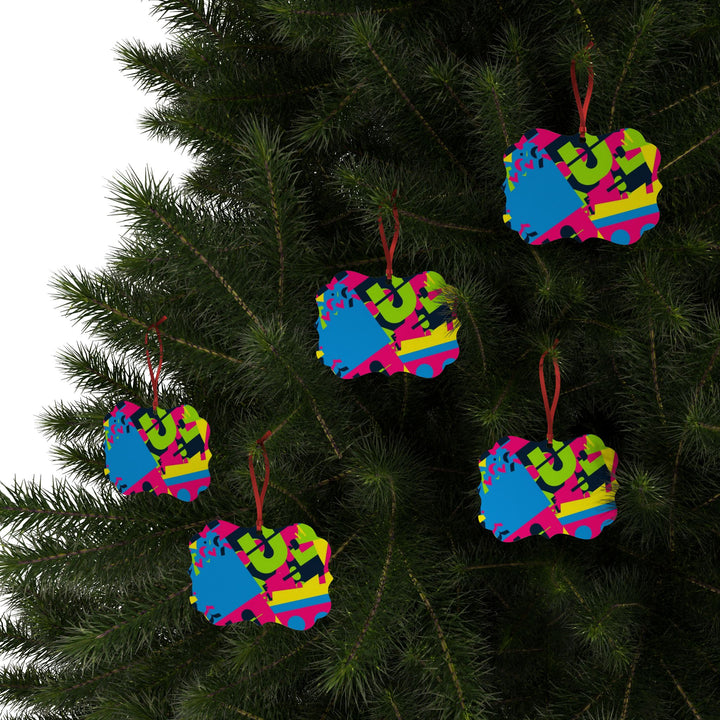 Personalized Aluminum Ornaments – Vibrant Abstract Geometric Design, 1–20pc