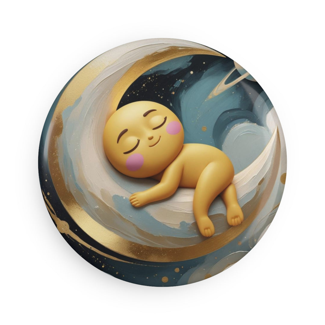 Custom Moon & Stars Round Button Magnet – Nursery Decor, 1/10 Pack