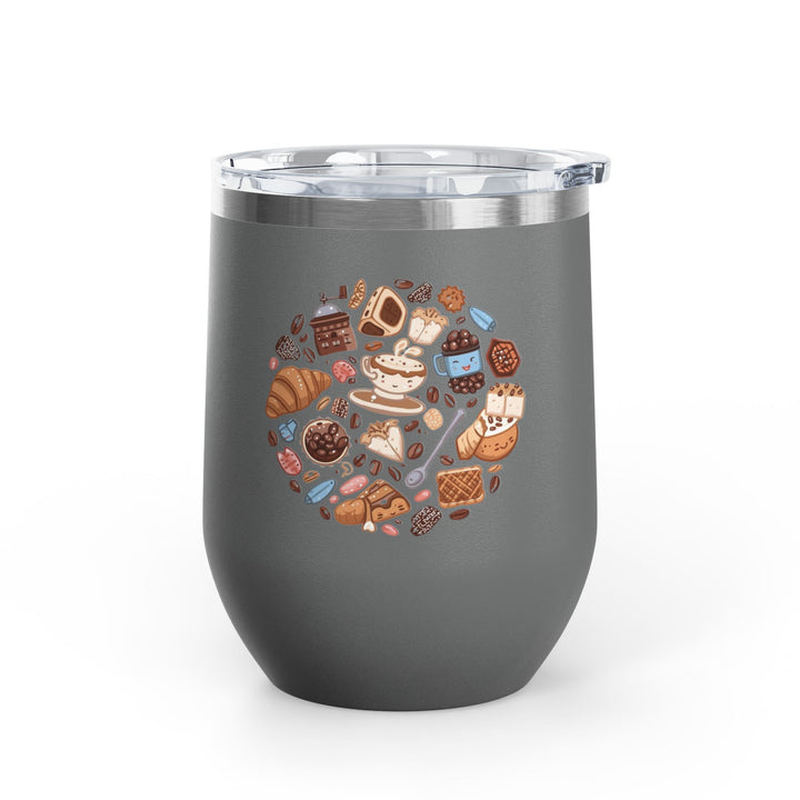 Whimsical Café 12oz Stainless Steel Wine Tumbler – Cartoon Coffee & Sweets