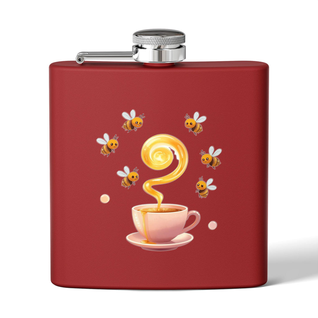 Whimsical Honey Bee 6oz Stainless Steel Flask – Cute Pastel Teacup Gift
