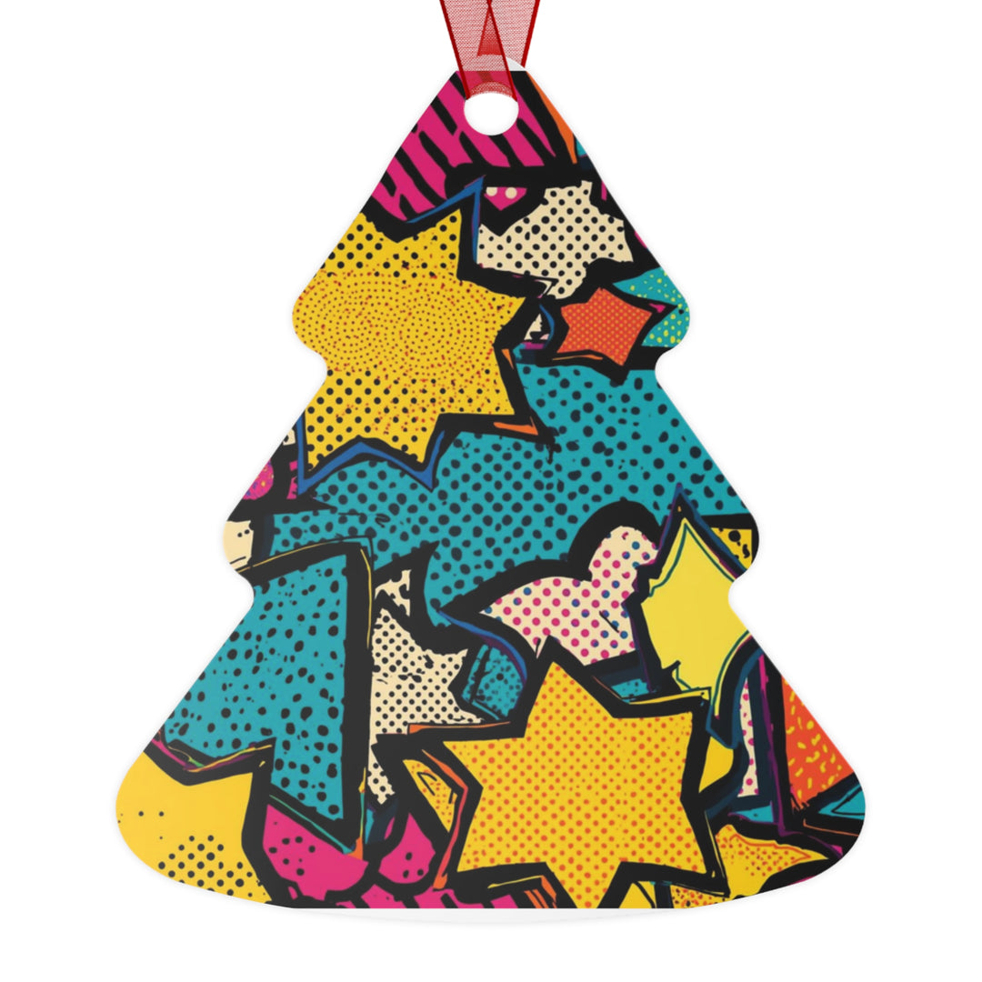 Pop Art Comic Metal Ornament – Custom, Glossy, Chic Holiday Decor Gift