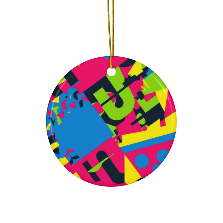 Custom Neon Geometric Ceramic Ornaments – Double-Sided, Modern & Gift-Ready
