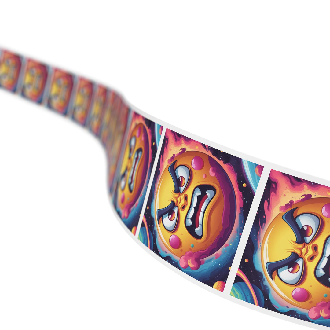Cosmic Cartoon Sun Square Sticker Rolls – Fun, Durable Custom Labels