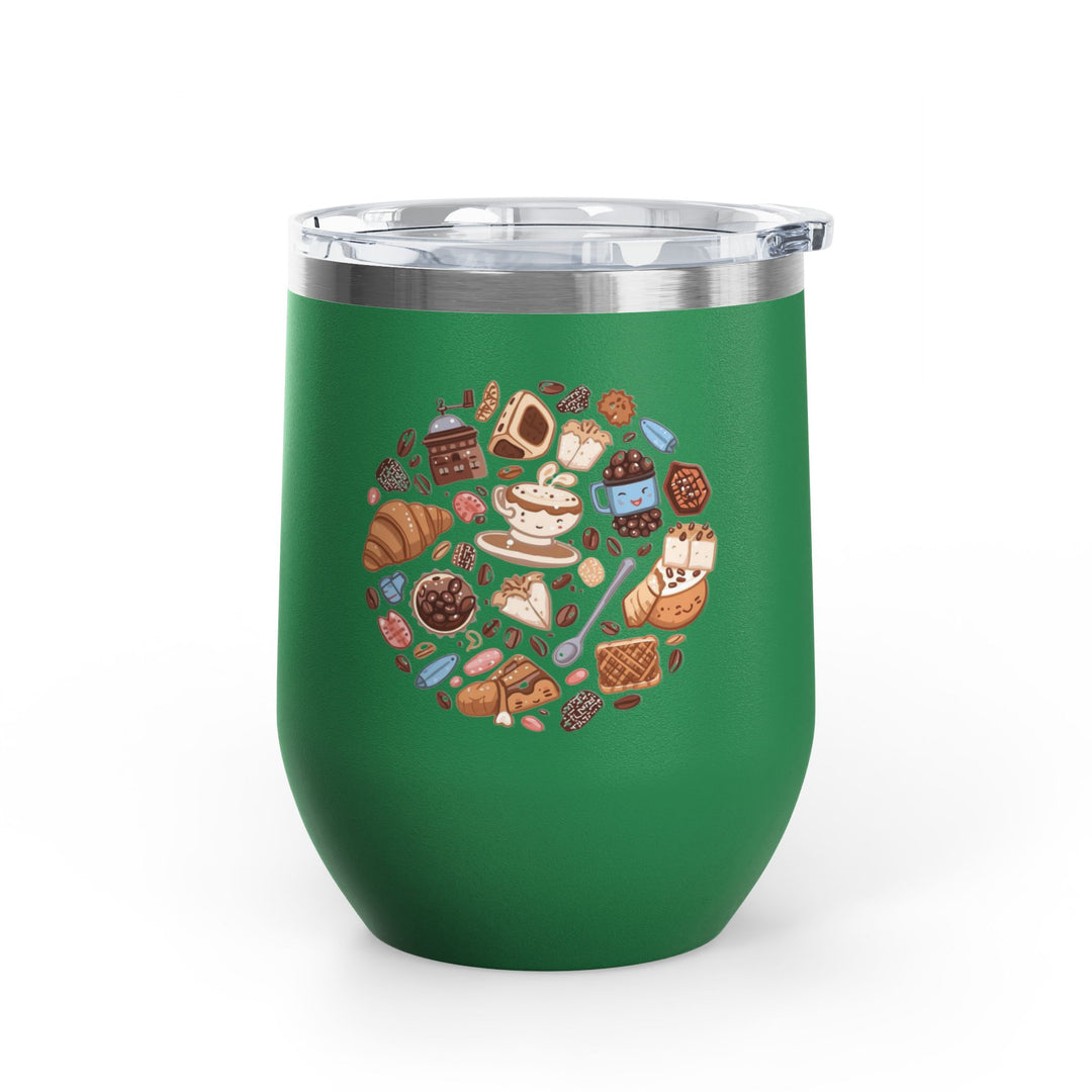 Whimsical Café 12oz Stainless Steel Wine Tumbler – Cartoon Coffee & Sweets