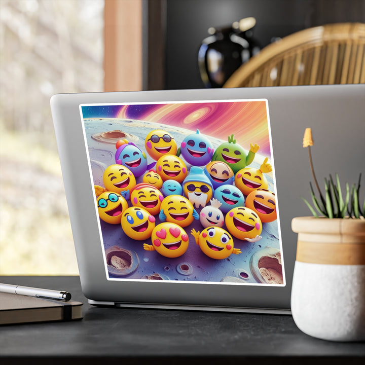 Cosmic Emoji Vinyl Kiss-Cut Stickers – Fun POD Art, Weatherproof, Matte