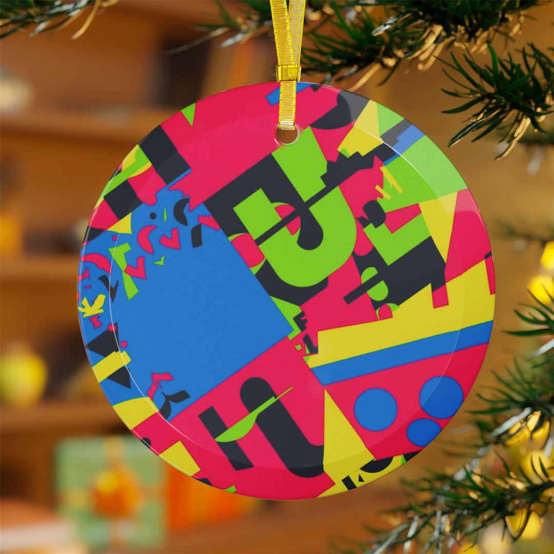 Custom Handcrafted Glass Ornament – Neon Geometric Art, Modern Decor Gift