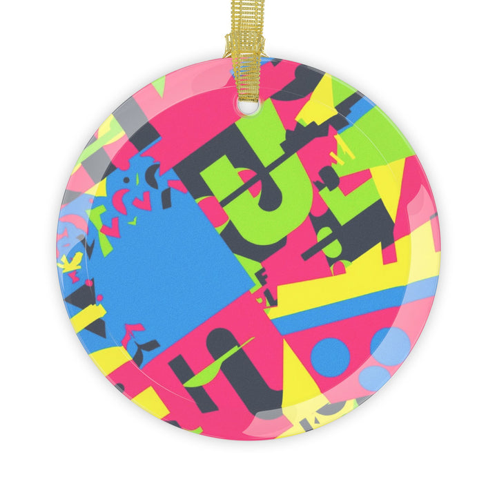Custom Handcrafted Glass Ornament – Neon Geometric Art, Modern Decor Gift