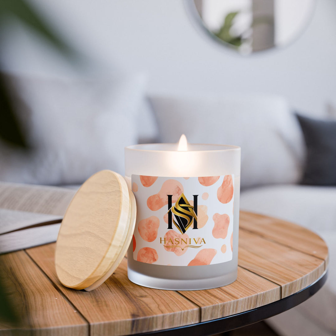 Modern Blush Frosted Glass Candle (11oz) – Chic Crackling Wood Wick