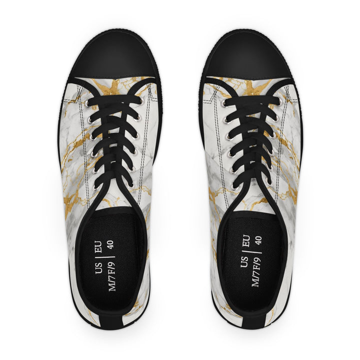 Women's Marble Low Top Sneakers – Custom Luxe Gold & Grey Comfort Shoes