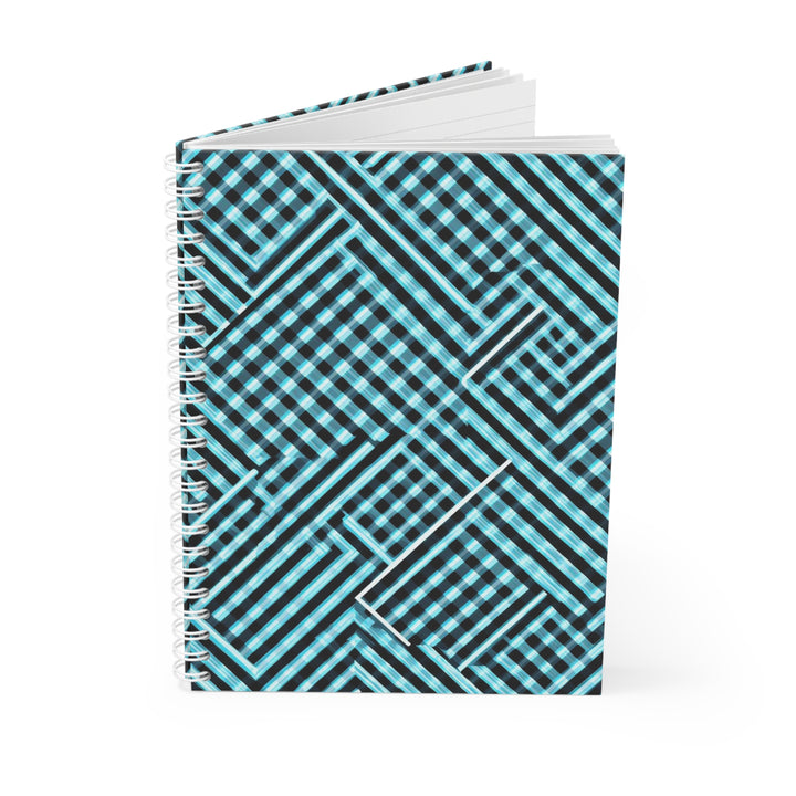 Customizable Spiral Notebook – Modern Geometric Aqua Grid, Stylish & Trendy