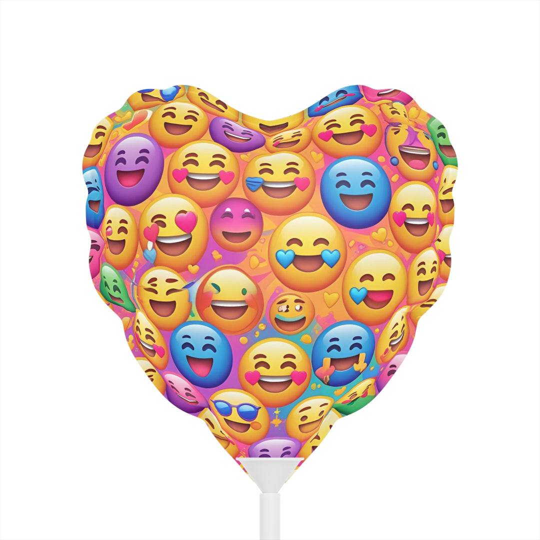 Joyful Emoji 6” Balloons – Heart & Round, Custom Party Decor, Matte Mylar