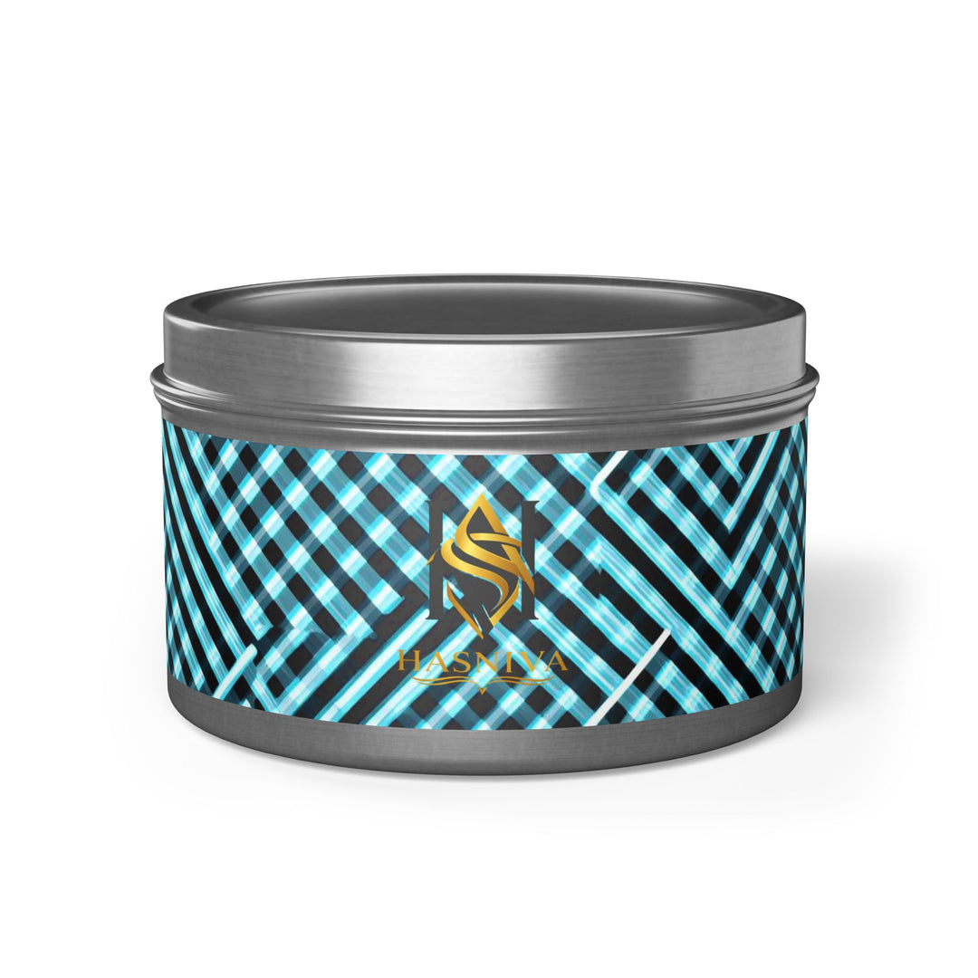 Modern Geometric Tin Candle – Handcrafted, Custom Scented, Art-Inspired