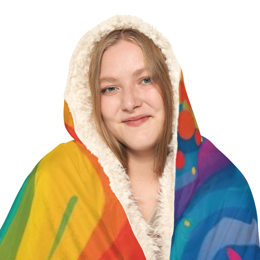 Snuggle Hooded Blanket – Ultra-Soft, Artistic Rainbow Abstract Design
