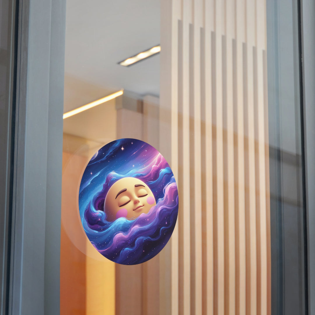 Custom Round Vinyl Sticker – Dreamy Galaxy Moon | Waterproof & Trendy