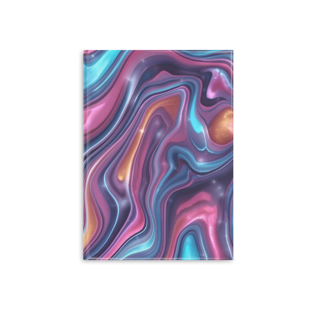 Hardcover Puffy Notebook – Luxe Iridescent Marble Swirl, Customizable, A4/A5/B5