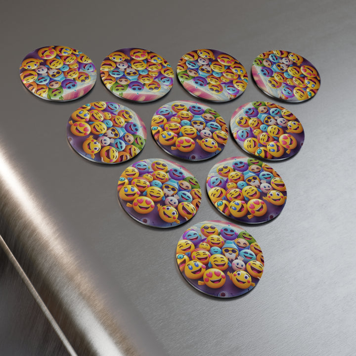Custom Emoji Alien Round Button Magnet – Fun Fridge Decor (1/10 Pack)