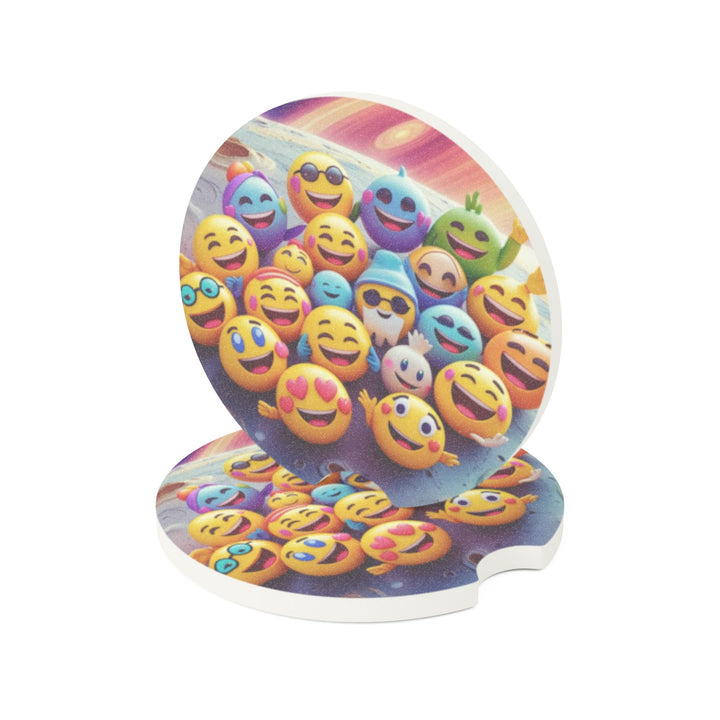 Cosmic Emoji Soapstone Car Coaster – Fun, Absorbent, Handcrafted Gift
