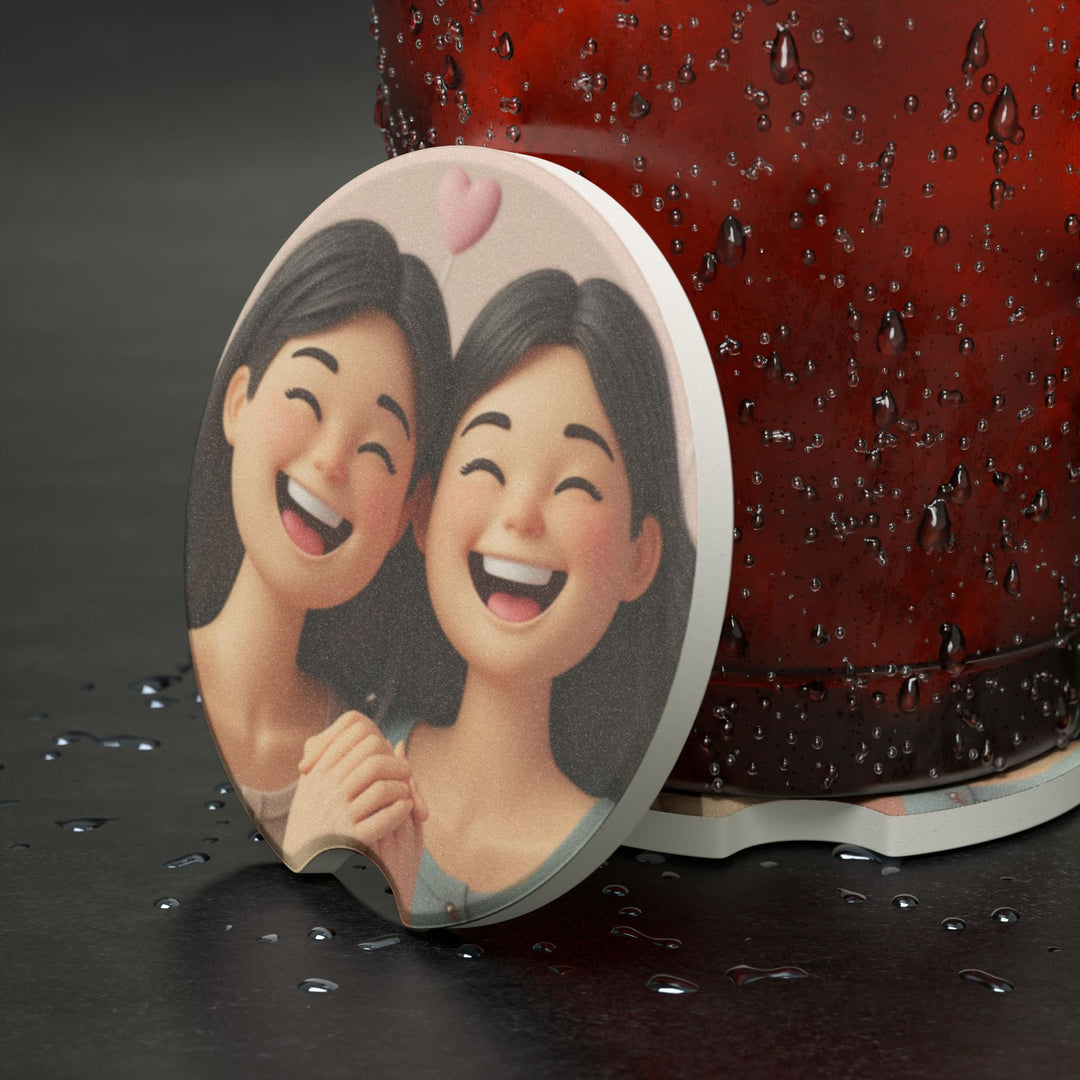 Soapstone Car Coaster – Cute 3D Cartoon Girls, Absorbent & Stylish Gift