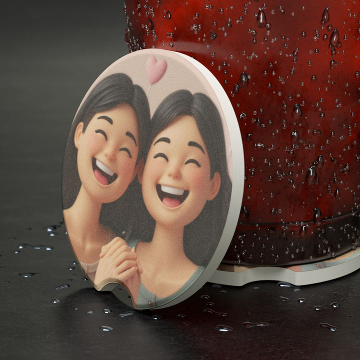 Soapstone Car Coaster – Cute 3D Cartoon Girls, Absorbent & Stylish Gift