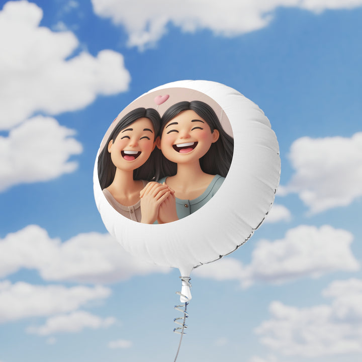 Custom 3D Cartoon Mylar Helium Balloon – Cute Smiling Girls, Reusable & Trendy Party Decor