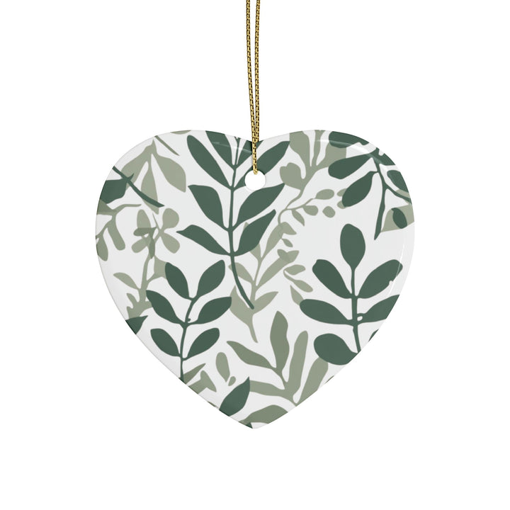 Personalized Ceramic Ornaments – Modern Botanical Leafy Green Design (1–20pcs)
