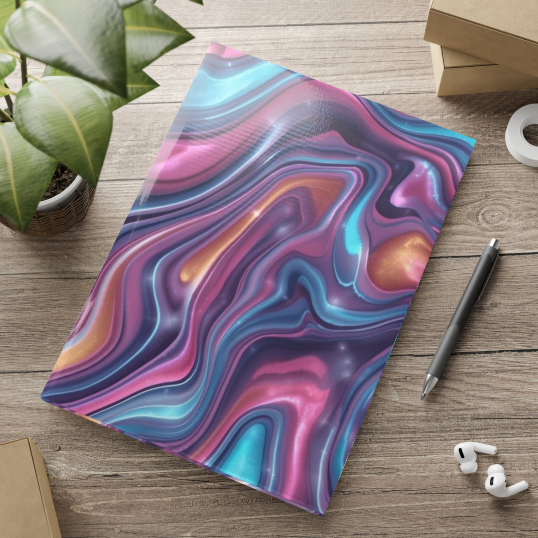 Hardcover Puffy Notebook – Luxe Iridescent Marble Swirl, Customizable, A4/A5/B5