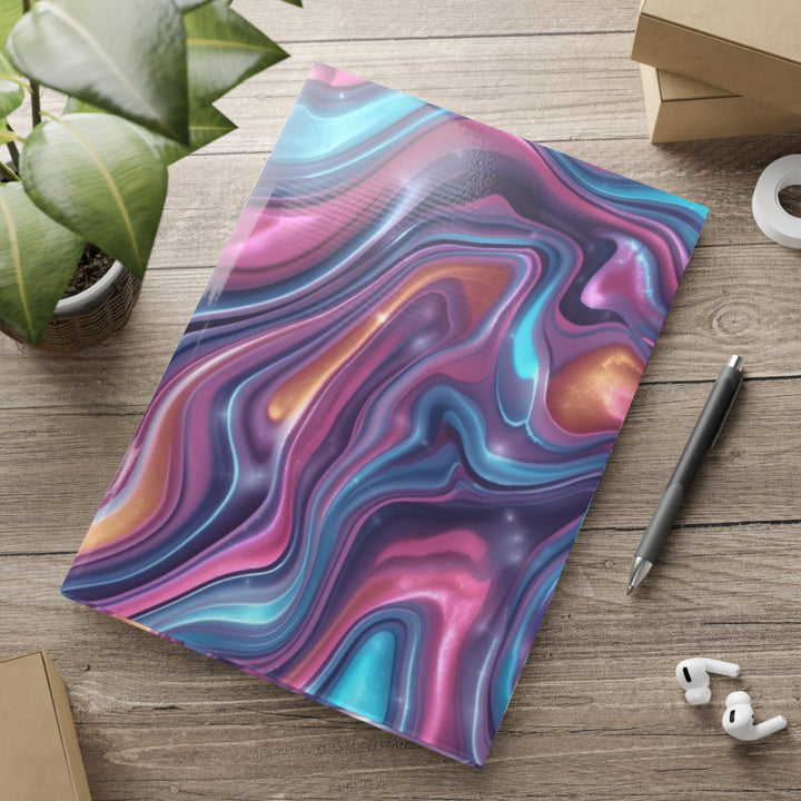Hardcover Puffy Notebook – Luxe Iridescent Marble Swirl, Customizable, A4/A5/B5