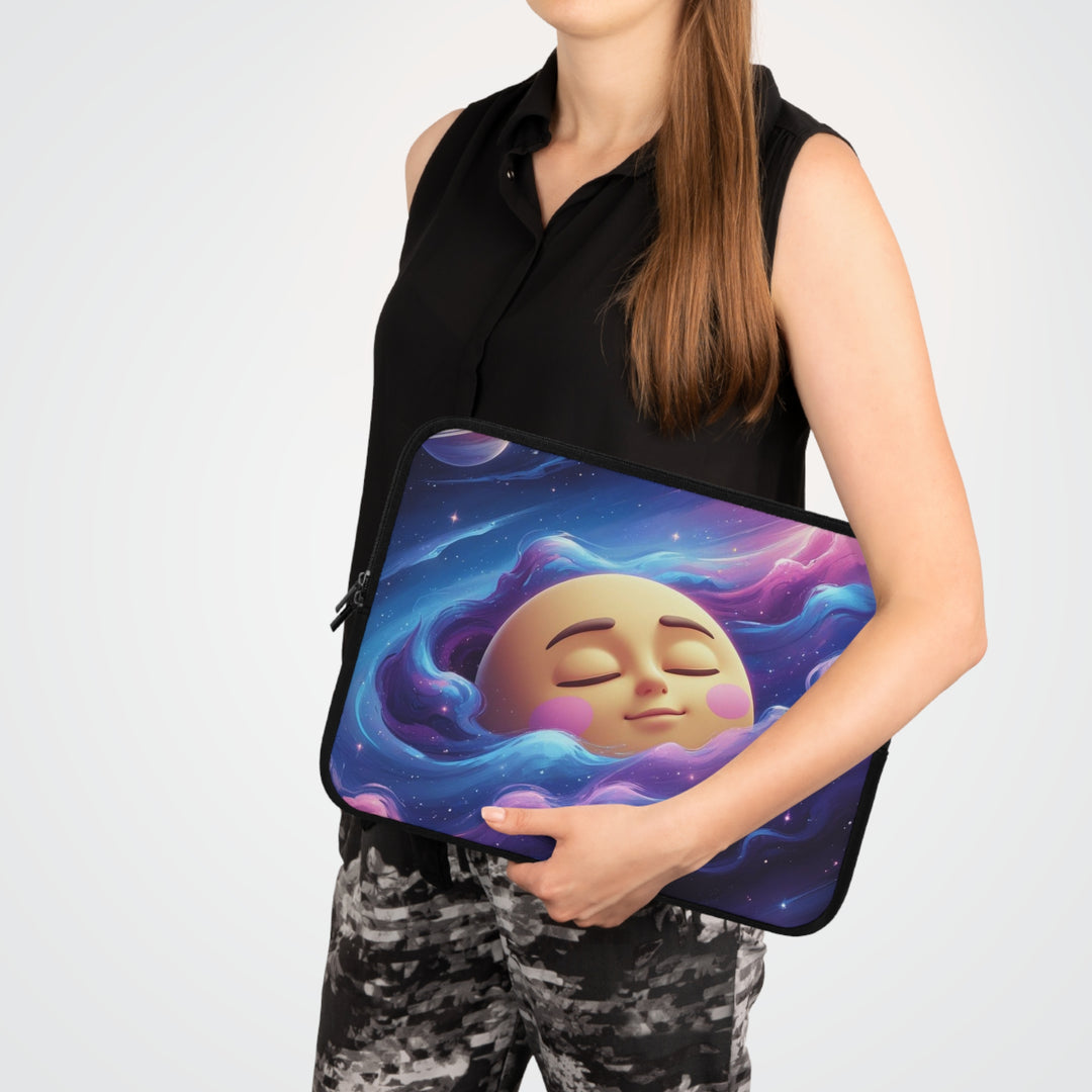Dreamy Galaxy Moon Face Laptop Sleeve – Custom, Water-Resistant, Cute & Stylish
