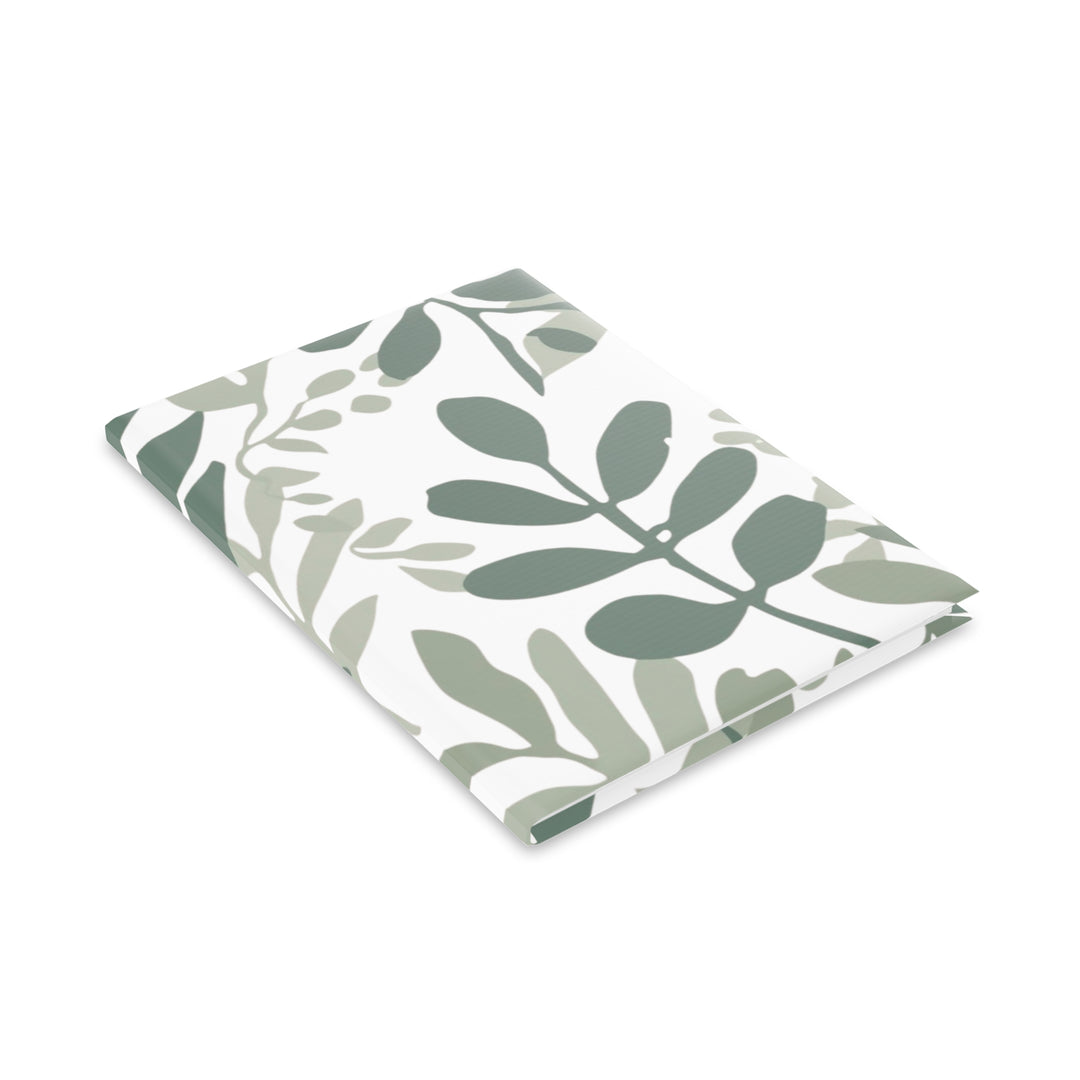 Modern Puffy Hardcover Notebook – Botanical Leaf Sketch, Customizable, A5/A4/B5
