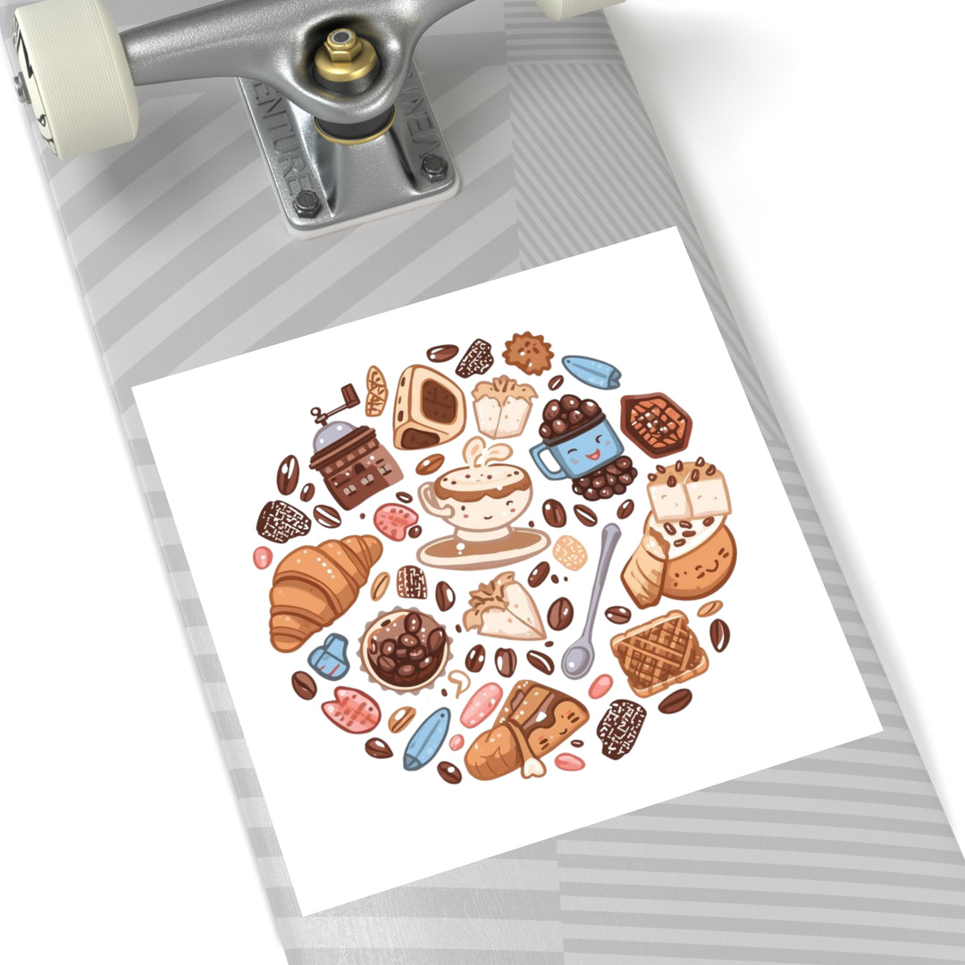 Whimsical Café Laminate Square Stickers – Waterproof, Durable, Trendy!